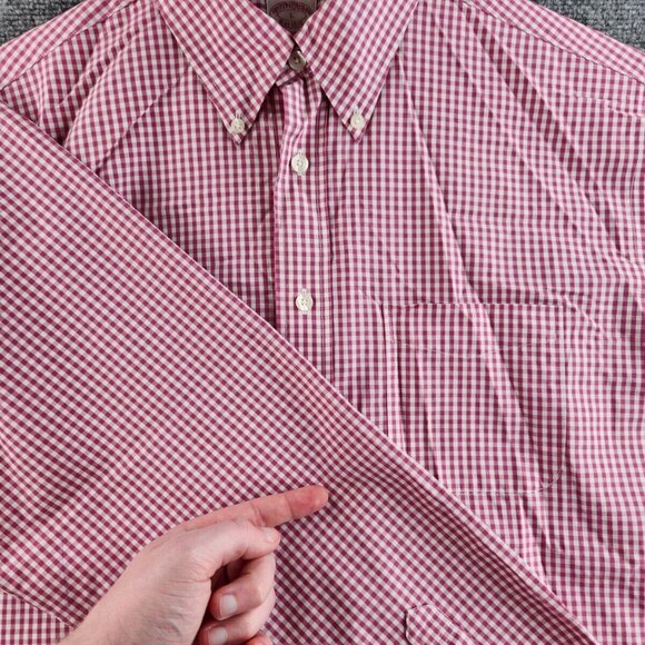 Brooks Brothers Madison Large Non-iron Magenta Check Long Sleeve Button Up Shirt - Picture 16 of 16